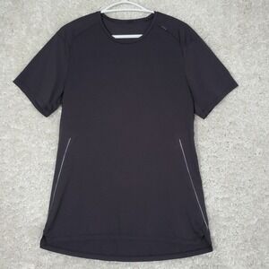 Lululemon Mens Mesh‎ Athletic Shirt Medium Black Running Training Lightweight